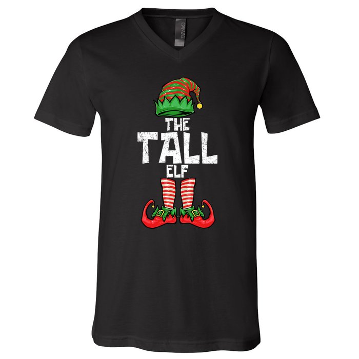 Tall Elf Christmas Matching Family V-Neck T-Shirt