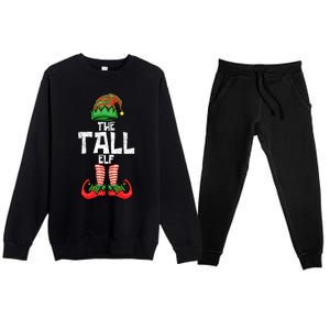 Tall Elf Christmas Matching Family Premium Crewneck Sweatsuit Set