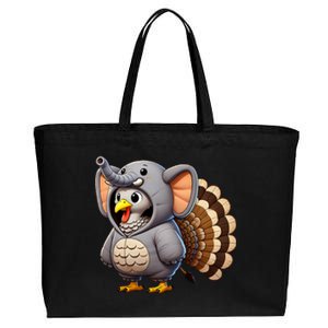 Turkey Elephant Costumed Turkey Day Funny Thanksgiving 2024 Cotton Canvas Jumbo Tote