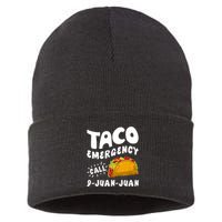 Taco Emergency Call 9 Juan Juan Funny Cinco De Mayo Sustainable Knit Beanie