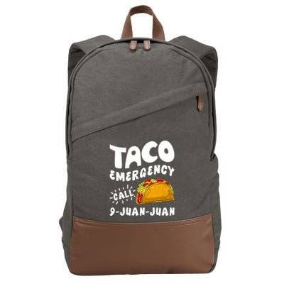 Taco Emergency Call 9 Juan Juan Funny Cinco De Mayo Cotton Canvas Backpack