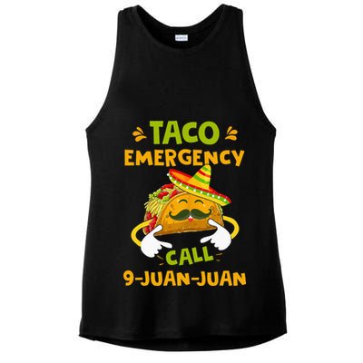 Taco Emergency Call 9 Juan Juan Funny Gift Cinco De Mayo Ladies PosiCharge Tri-Blend Wicking Tank