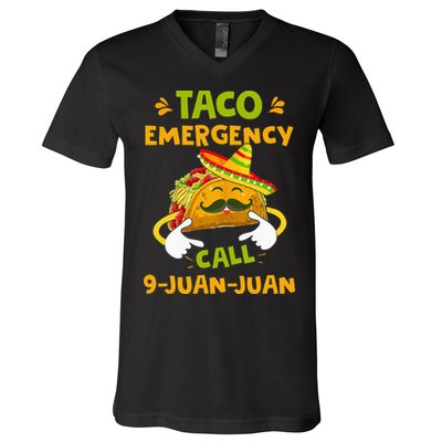 Taco Emergency Call 9 Juan Juan Funny Gift Cinco De Mayo V-Neck T-Shirt