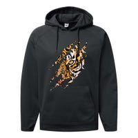 Tiger Eye Claw Marks Wild Bengal Safari Lover Zookeeper Performance Fleece Hoodie