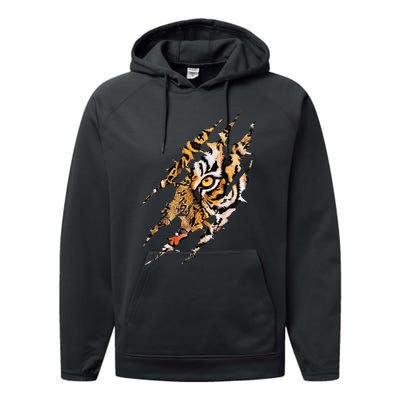 Tiger Eye Claw Marks Wild Bengal Safari Lover Zookeeper Performance Fleece Hoodie