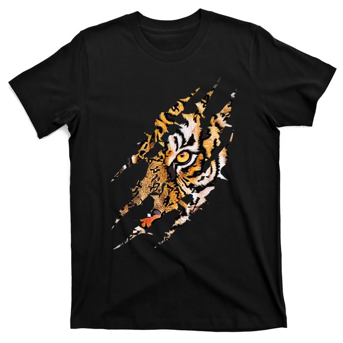 Tiger Eye Claw Marks Wild Bengal Safari Lover Zookeeper T-Shirt