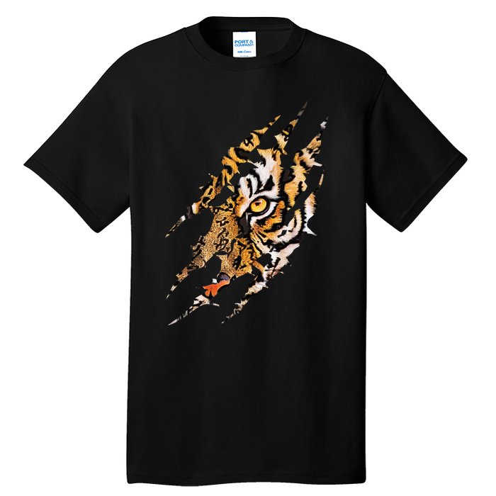 Tiger Eye Claw Marks Wild Bengal Safari Lover Zookeeper Tall T-Shirt