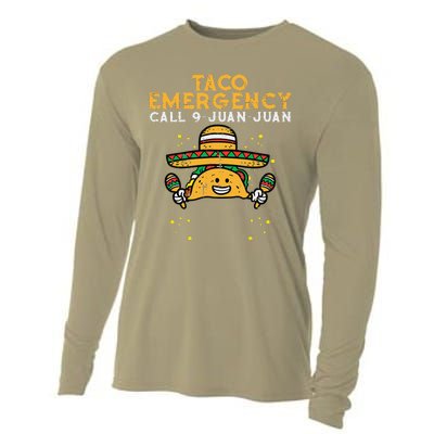 Taco Emergency Call 9 Juan Juan Funny Cinco De Mayo Fiesta Cooling Performance Long Sleeve Crew