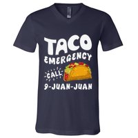 Taco Emergency Call 9 Juan Juan Funny Cinco De Mayo V-Neck T-Shirt