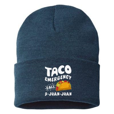 Taco Emergency Call 9 Juan Juan Funny Cinco De Mayo Sustainable Knit Beanie