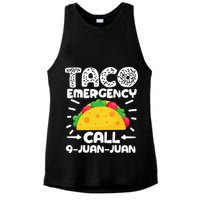 Taco Emergency Call 9 Juan Juan Cinco De Mayo Mexican Ladies PosiCharge Tri-Blend Wicking Tank