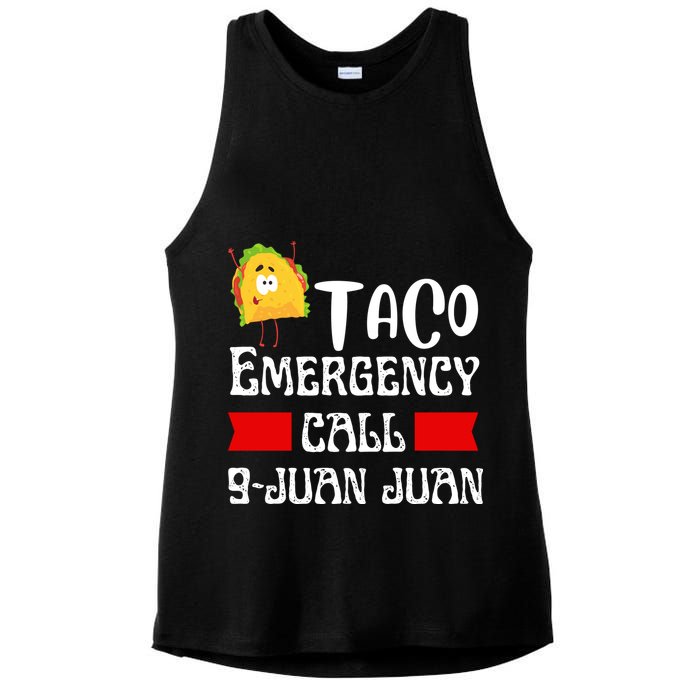 Taco Emergency Call 9 Juan Juan Funny Cinco De Mayo Ladies PosiCharge Tri-Blend Wicking Tank