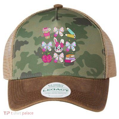 Teacher Easter Coquette Bow Bunny Happy Easter Women Girls Legacy Tie Dye Trucker Hat