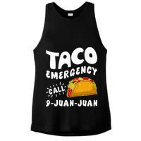 Taco Emergency Call 9 Juan Juan Funny Cinco De Mayo Men Ladies PosiCharge Tri-Blend Wicking Tank