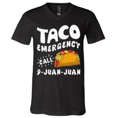 Taco Emergency Call 9 Juan Juan Funny Cinco De Mayo Men V-Neck T-Shirt