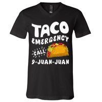 Taco Emergency Call 9 Juan Juan Funny Cinco De Mayo Men V-Neck T-Shirt