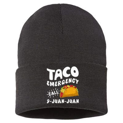 Taco Emergency Call 9 Juan Juan Funny Cinco De Mayo Men Sustainable Knit Beanie