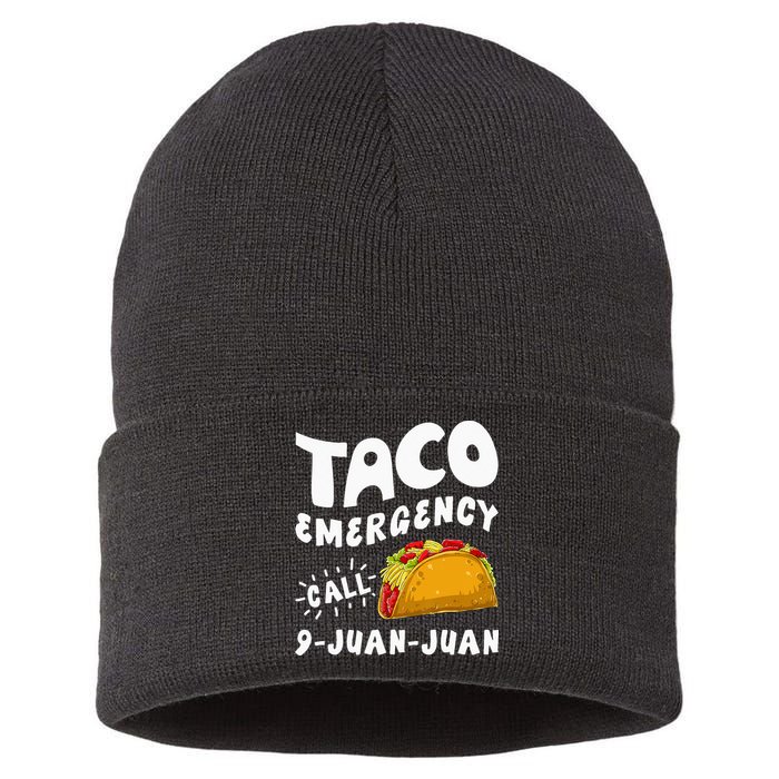 Taco Emergency Call 9 Juan Juan Funny Cinco De Mayo Men Sustainable Knit Beanie