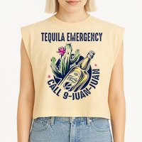 Tequila Emergency Call 9 Juan Juan Garment-Dyed Women's Muscle Tee
