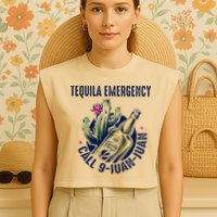 Tequila Emergency Call 9 Juan Juan Garment-Dyed Women's Muscle Tee
