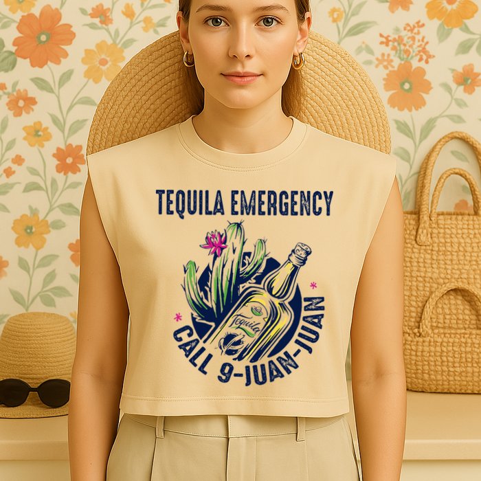 Tequila Emergency Call 9 Juan Juan Garment-Dyed Women's Muscle Tee