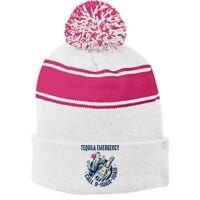 Tequila Emergency Call 9 Juan Juan Stripe Pom Pom Beanie
