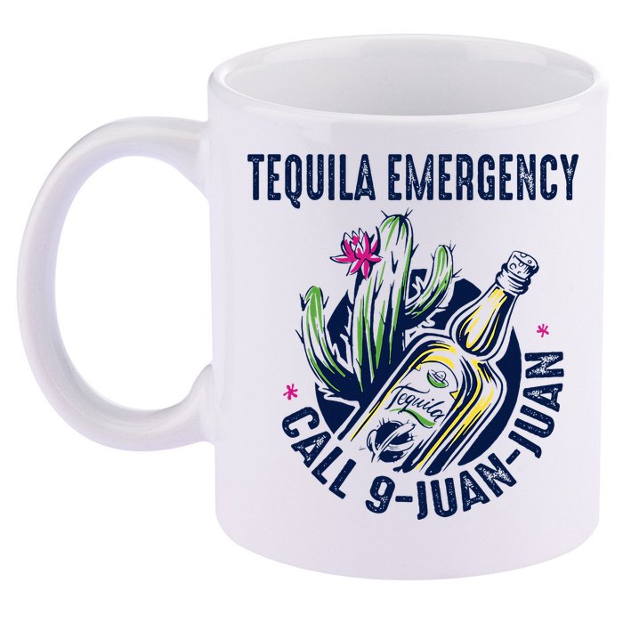 Tequila Emergency Call 9 Juan Juan 11oz C Handle Ceramic Mug