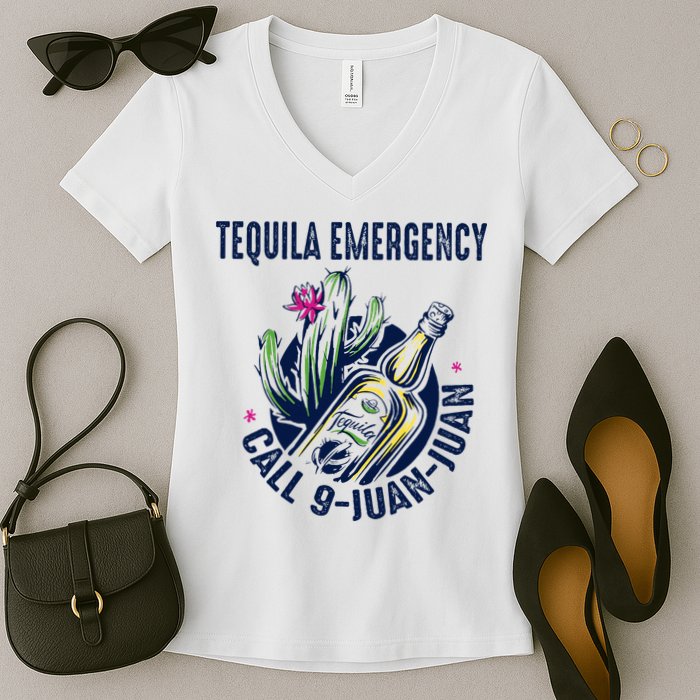 Tequila Emergency Call 9 Juan Juan Women's V-Neck T-Shirt