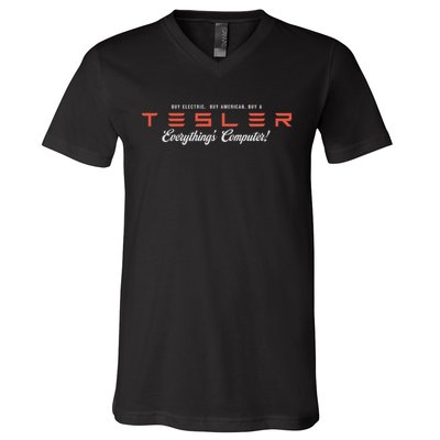 Tesler Everything's Computer V-Neck T-Shirt
