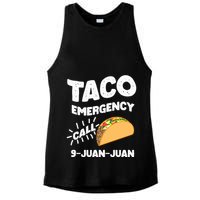 Taco Emergency Call 9 Juan Juan Funny Cinco De Mayo Men Ladies PosiCharge Tri-Blend Wicking Tank
