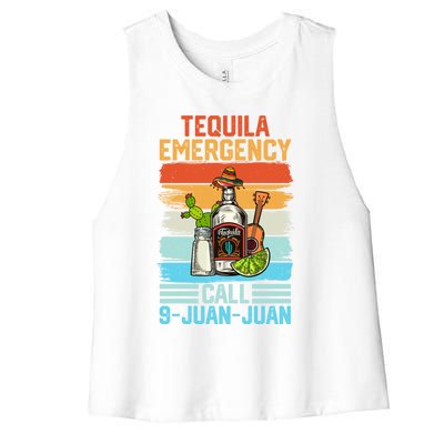 Tequila Emergency Call 9 Juan Juan Cinco De Mayo Ing Gift Women's Racerback Cropped Tank