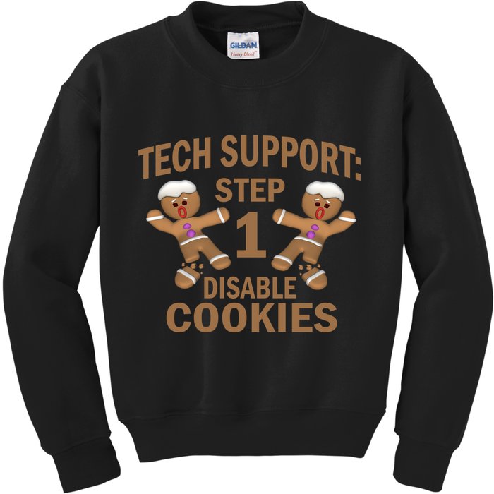 Tech Support Step One Disable Cookies Kids Sweatshirt