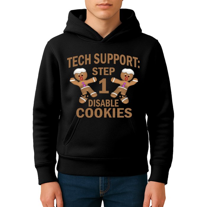 Tech Support Step One Disable Cookies Kids Hoodie