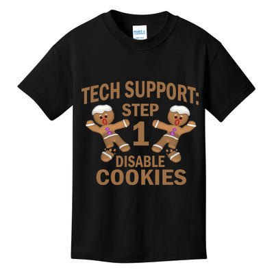 Tech Support Step One Disable Cookies Kids T-Shirt