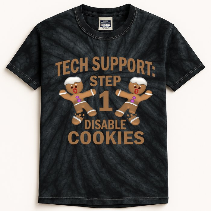 Tech Support Step One Disable Cookies Kids Tie-Dye T-Shirt
