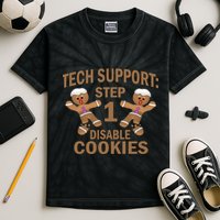Tech Support Step One Disable Cookies Kids Tie-Dye T-Shirt