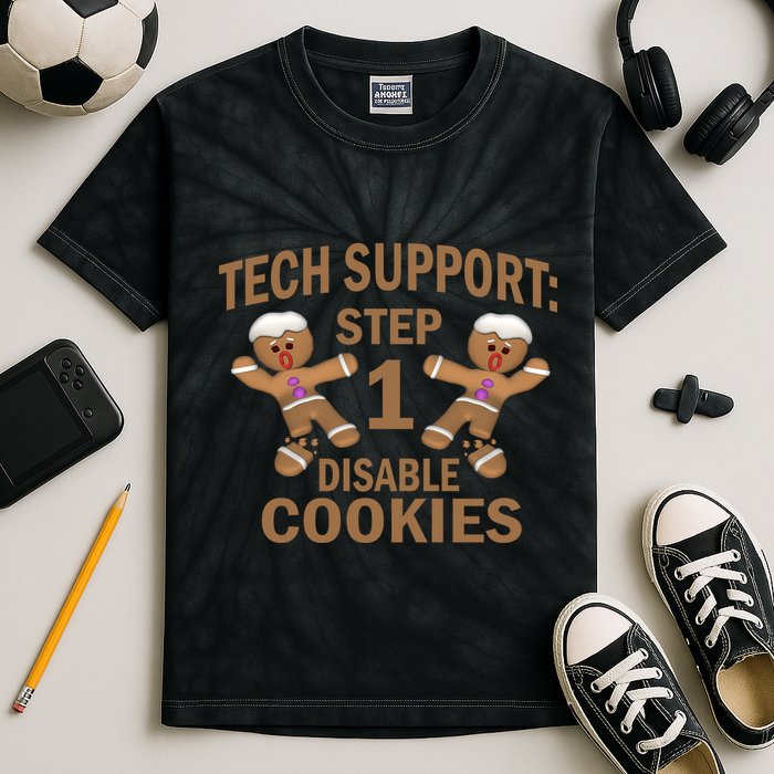 Tech Support Step One Disable Cookies Kids Tie-Dye T-Shirt