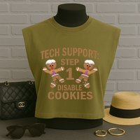 Tech Support Step One Disable Cookies Garment-Dyed Women's Muscle Tee
