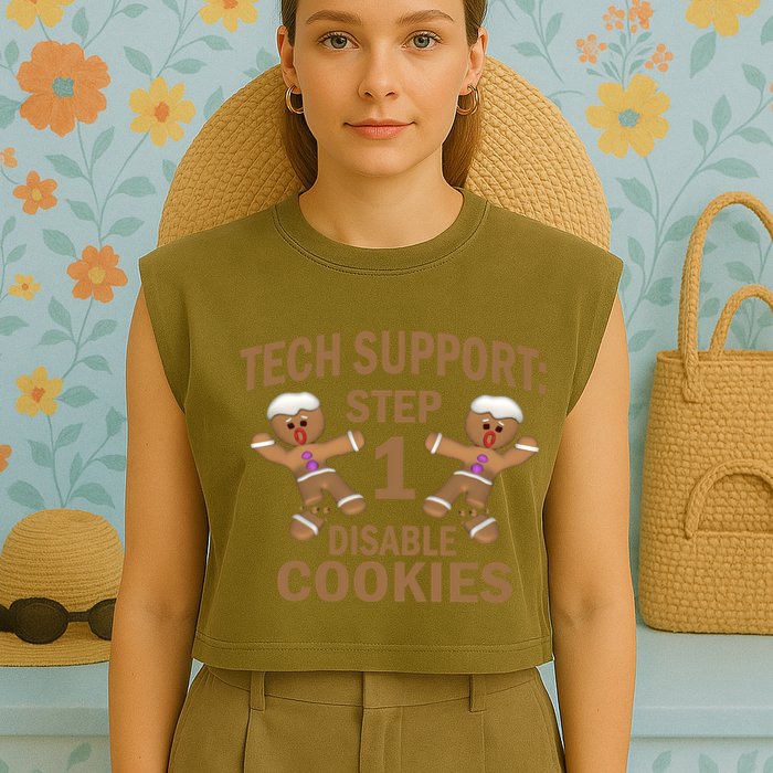 Tech Support Step One Disable Cookies Garment-Dyed Women's Muscle Tee