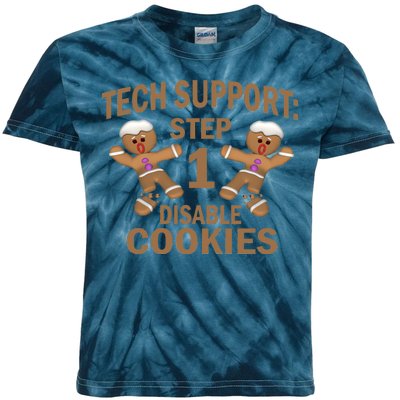 Tech Support Step One Disable Cookies Kids Tie-Dye T-Shirt