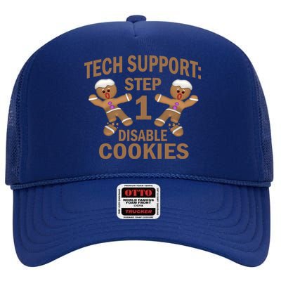 Tech Support Step One Disable Cookies High Crown Mesh Back Trucker Hat