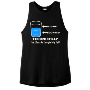 Technically The Glass is Completely Full Funny Science Ladies PosiCharge Tri-Blend Wicking Tank