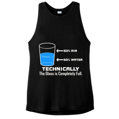 Technically The Glass is Completely Full Funny Science Ladies PosiCharge Tri-Blend Wicking Tank