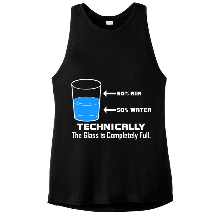 Technically The Glass is Completely Full Funny Science Ladies PosiCharge Tri-Blend Wicking Tank