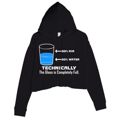 Technically The Glass is Completely Full Funny Science Crop Fleece Hoodie