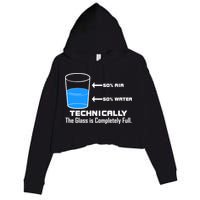 Technically The Glass is Completely Full Funny Science Crop Fleece Hoodie