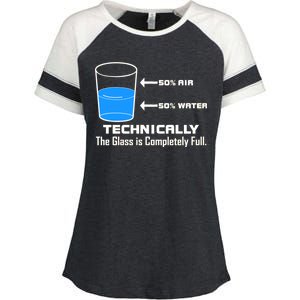 Technically The Glass is Completely Full Funny Science Enza Ladies Jersey Colorblock Tee