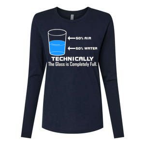 Technically The Glass is Completely Full Funny Science Womens Cotton Relaxed Long Sleeve T-Shirt