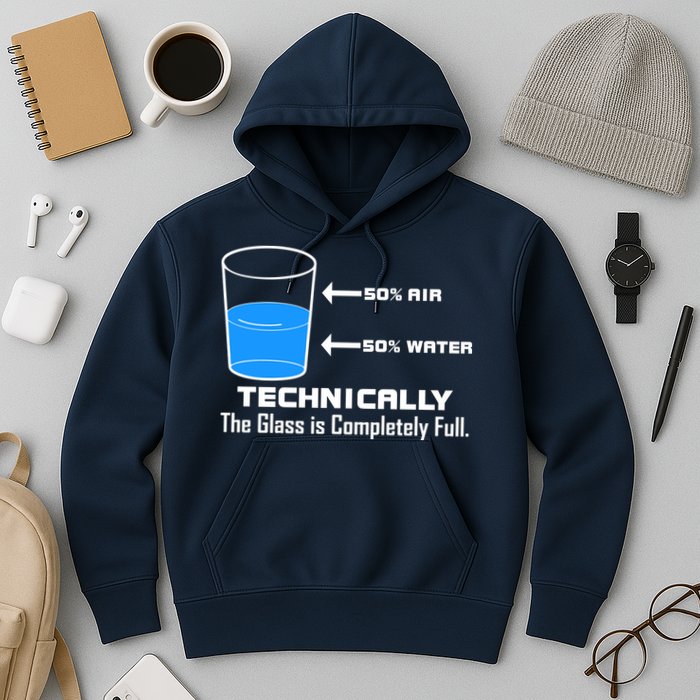 Technically The Glass is Completely Full Funny Science Hoodie