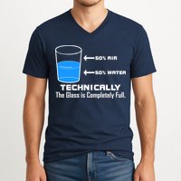 Technically The Glass is Completely Full Funny Science V-Neck T-Shirt